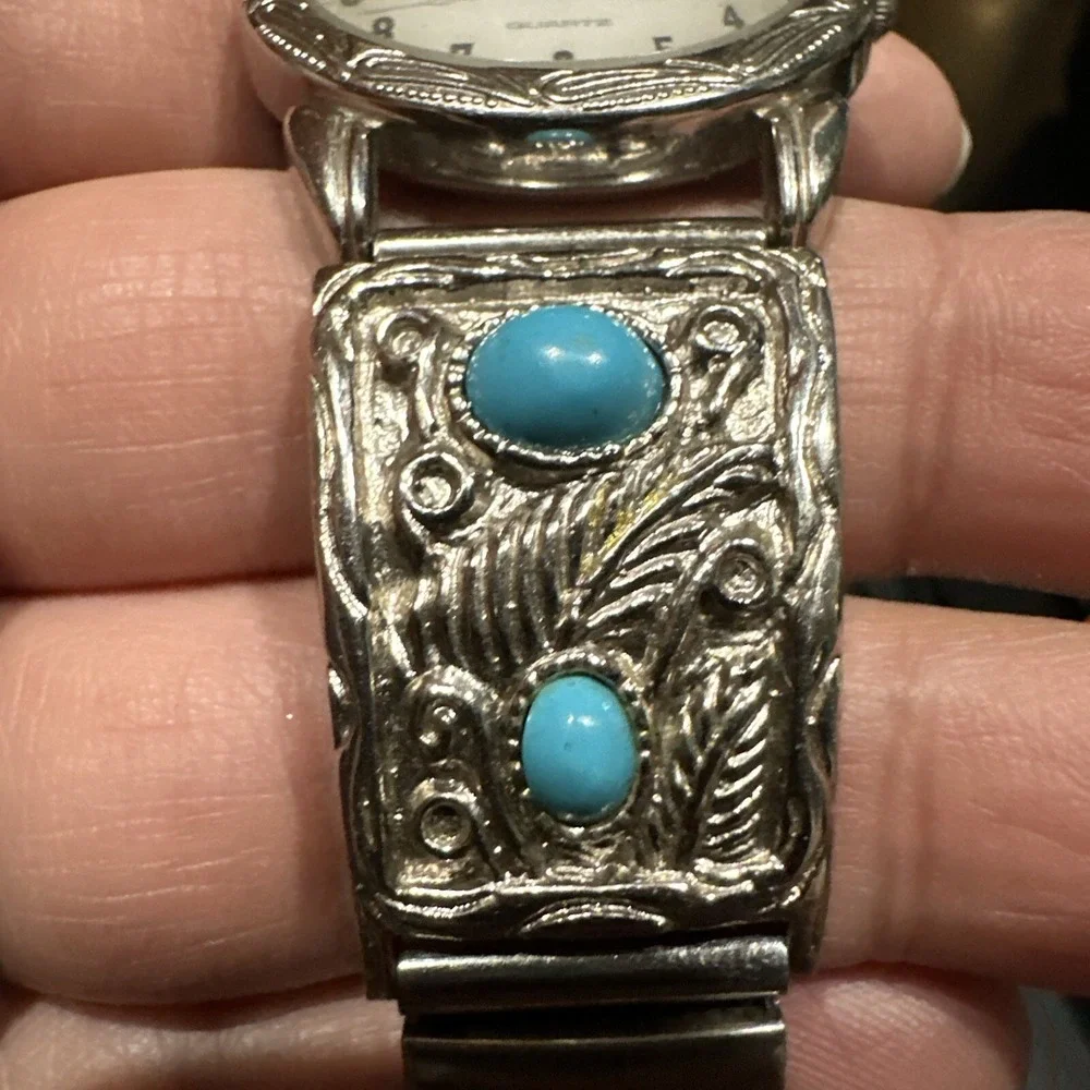 Working Jacques Couture Woman's Watch Quartz Blue Stones Silver Band 35mm Fit 7